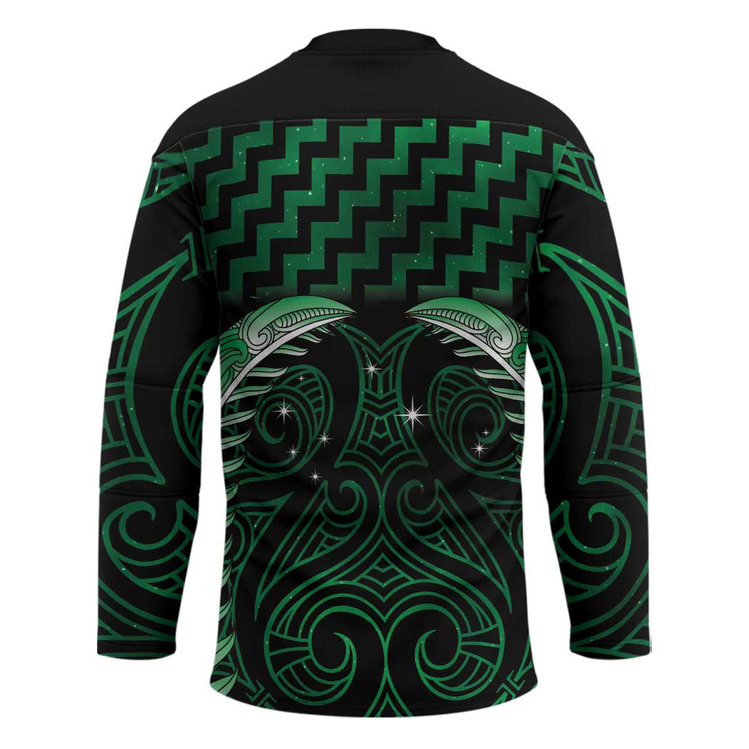 Green Matariki New Zealand Hockey Jersey Maori Poutama Galaxy Vibes LT14 - Polynesian Pride
