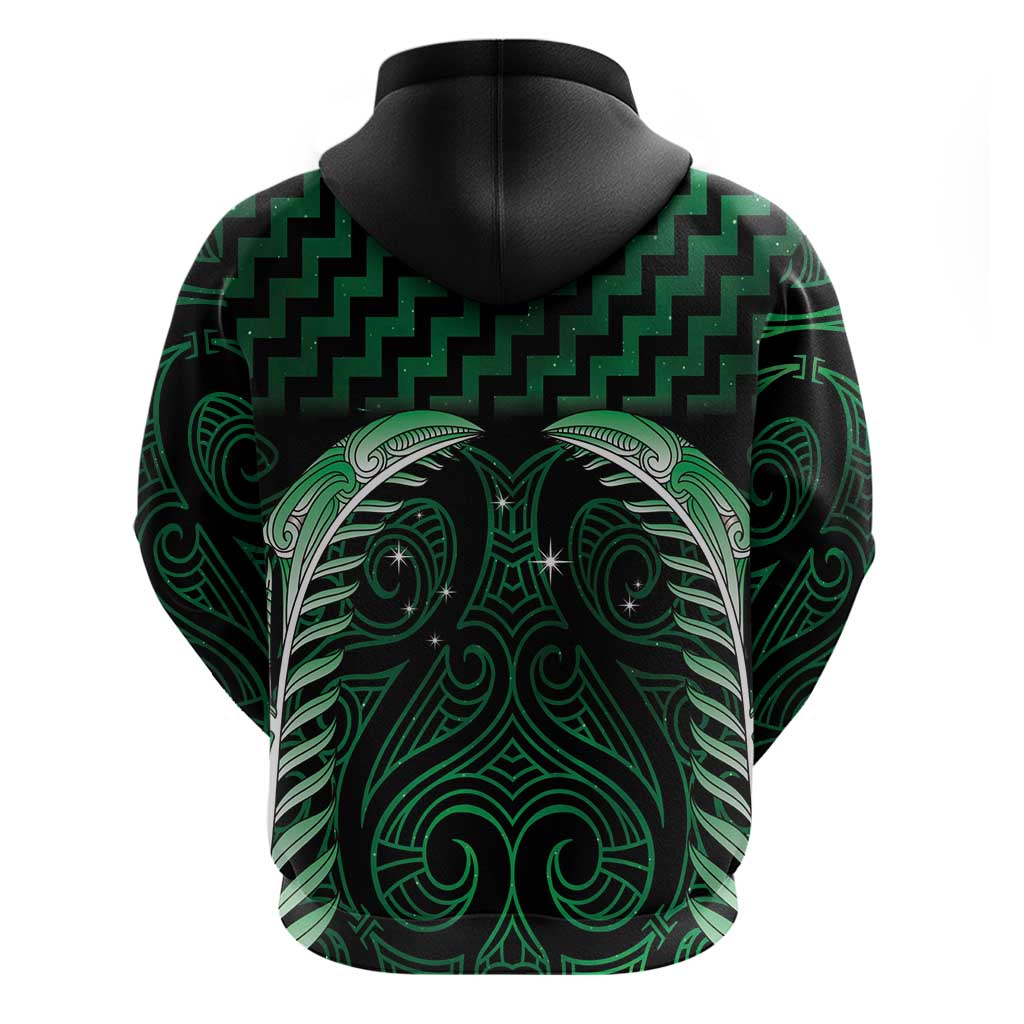 Green Matariki New Zealand Hoodie Maori Poutama Galaxy Vibes LT14 - Polynesian Pride