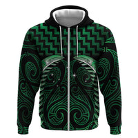 Green Matariki New Zealand Hoodie Maori Poutama Galaxy Vibes LT14 Zip Hoodie Green - Polynesian Pride