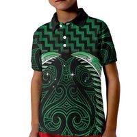 Green Matariki New Zealand Kid Polo Shirt Maori Poutama Galaxy Vibes LT14 Kid Green - Polynesian Pride