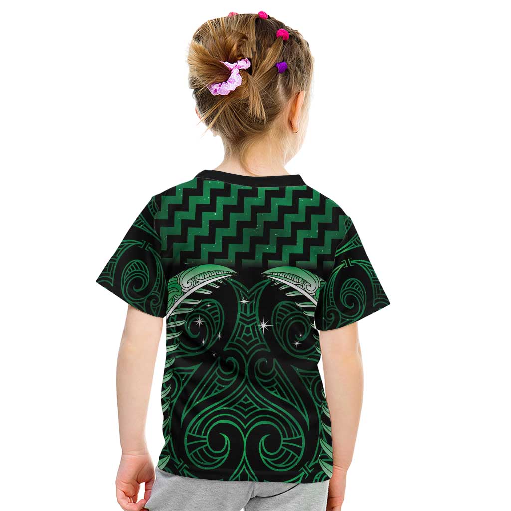 Green Matariki New Zealand Kid T Shirt Maori Poutama Galaxy Vibes LT14 - Polynesian Pride