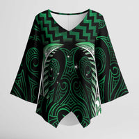 Green Matariki New Zealand Kimono Sleeve Blouse Maori Poutama Galaxy Vibes LT14 Female Green - Polynesian Pride