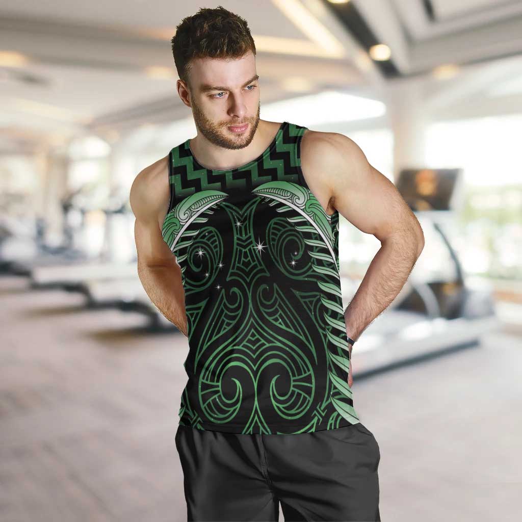 Green Matariki New Zealand Men Tank Top Maori Poutama Galaxy Vibes LT14 Green - Polynesian Pride
