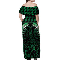 Green Matariki New Zealand Off Shoulder Maxi Dress Maori Poutama Galaxy Vibes LT14 - Polynesian Pride