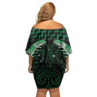 Green Matariki New Zealand Off Shoulder Short Dress Maori Poutama Galaxy Vibes LT14 - Polynesian Pride