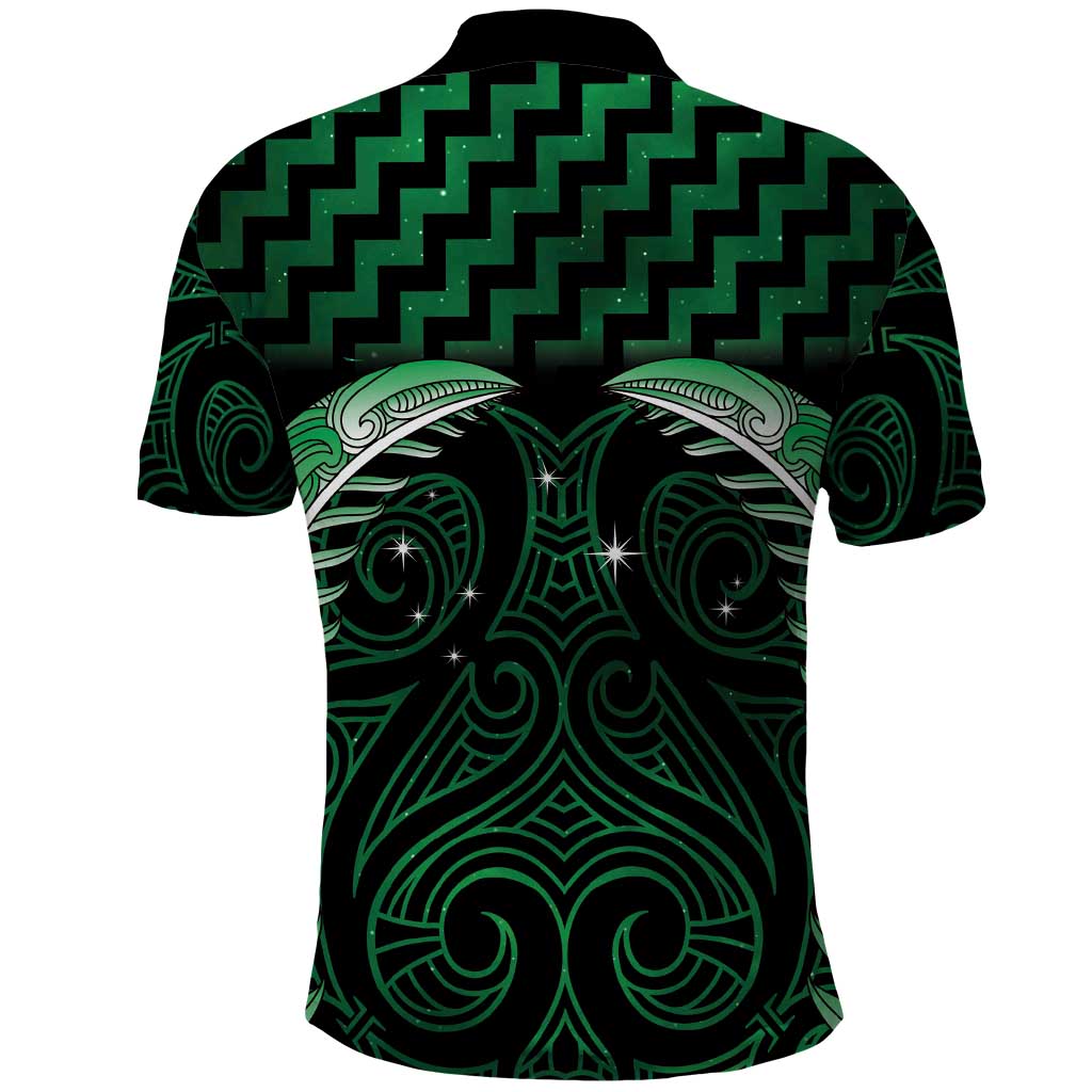 Green Matariki New Zealand Polo Shirt Maori Poutama Galaxy Vibes LT14 - Polynesian Pride