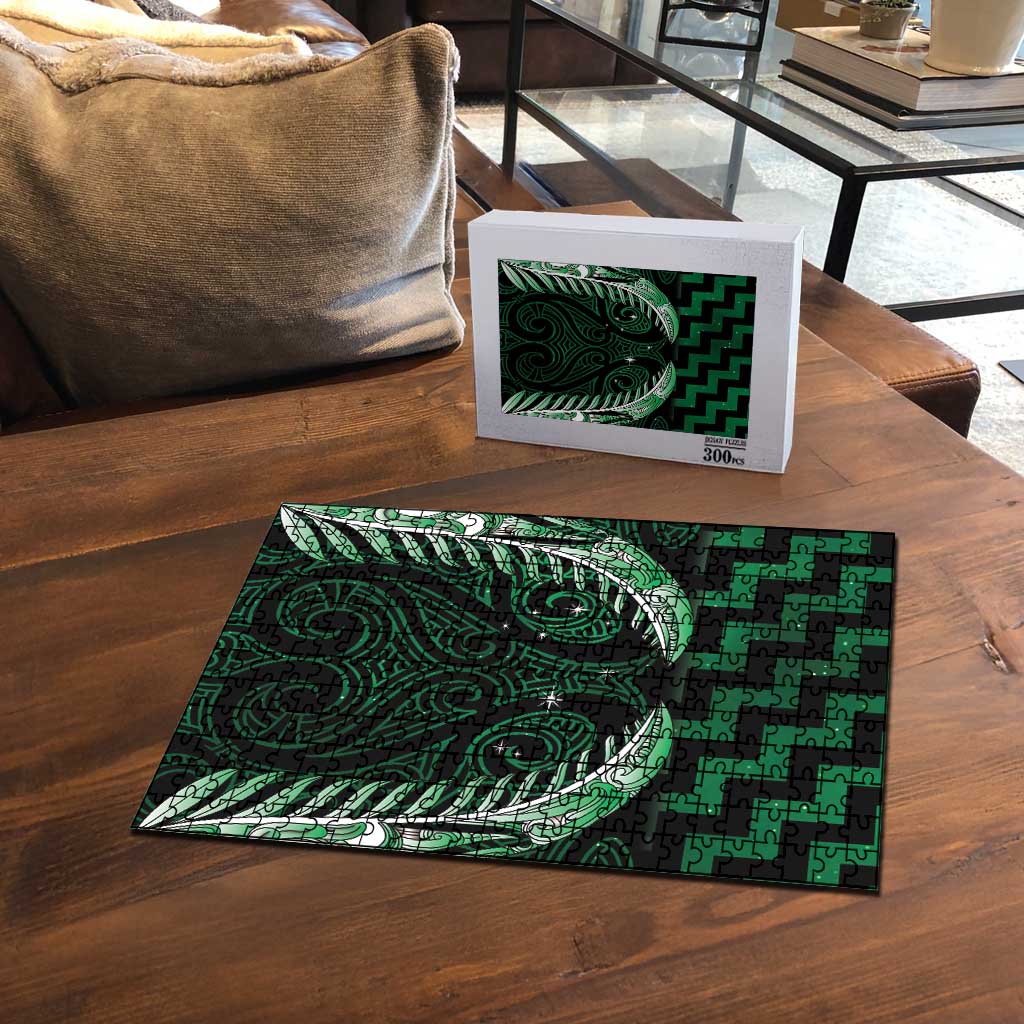 Green Matariki New Zealand Puzzle Maori Poutama Galaxy Vibes - Polynesian Pride