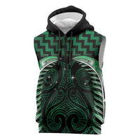 Green Matariki New Zealand Sleeveless Zip Hoodie Maori Poutama Galaxy Vibes LT14 Green - Polynesian Pride