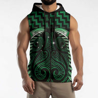 Green Matariki New Zealand Sleeveless Zip Hoodie Maori Poutama Galaxy Vibes LT14 - Polynesian Pride