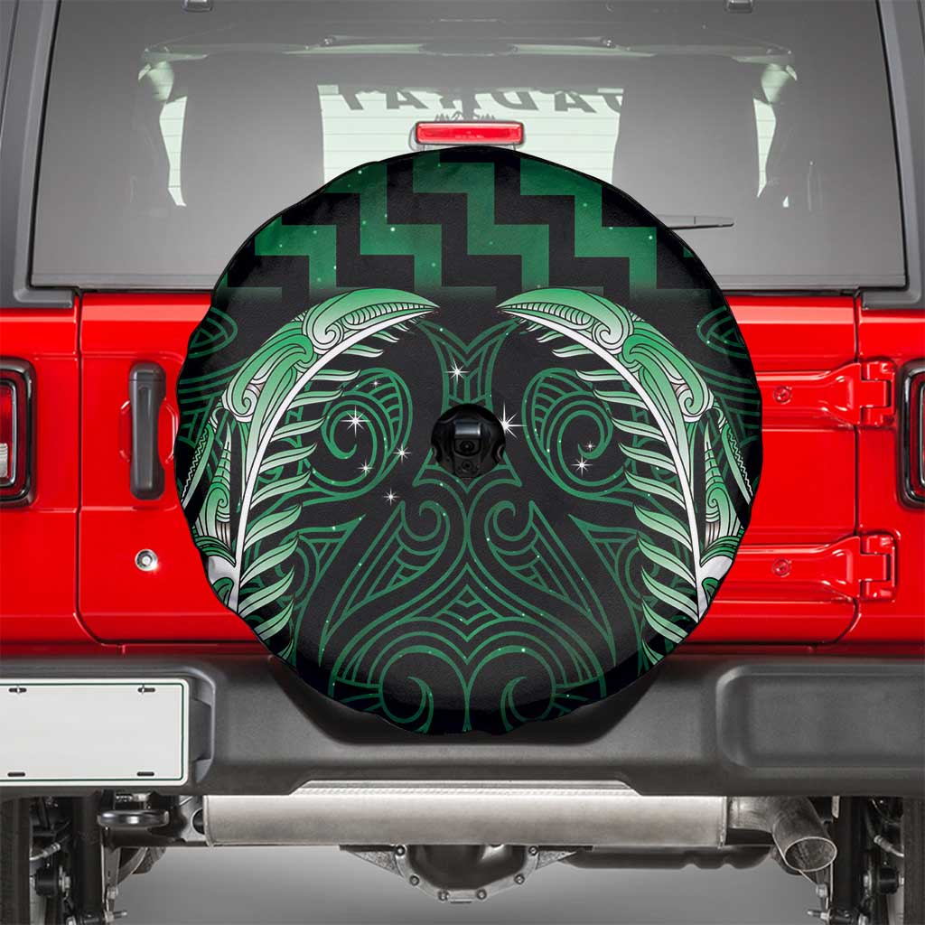 Green Matariki New Zealand Spare Tire Cover Maori Poutama Galaxy Vibes LT14 - Polynesian Pride
