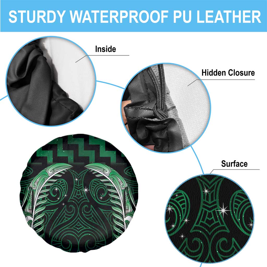 Green Matariki New Zealand Spare Tire Cover Maori Poutama Galaxy Vibes LT14 - Polynesian Pride