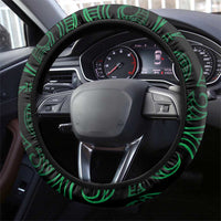 Green Matariki New Zealand Steering Wheel Cover Maori Poutama Galaxy Vibes LT14 - Polynesian Pride