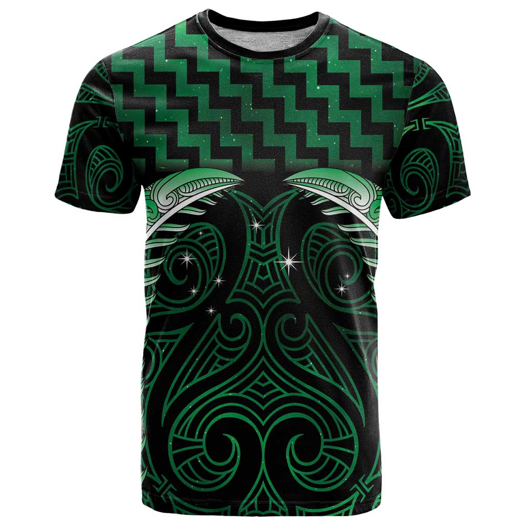 Green Matariki New Zealand T Shirt Maori Poutama Galaxy Vibes LT14 Green - Polynesian Pride