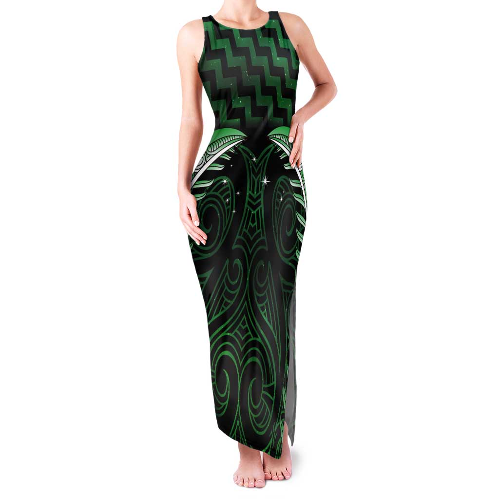 Green Matariki New Zealand Tank Maxi Dress Maori Poutama Galaxy Vibes LT14 Women Green - Polynesian Pride