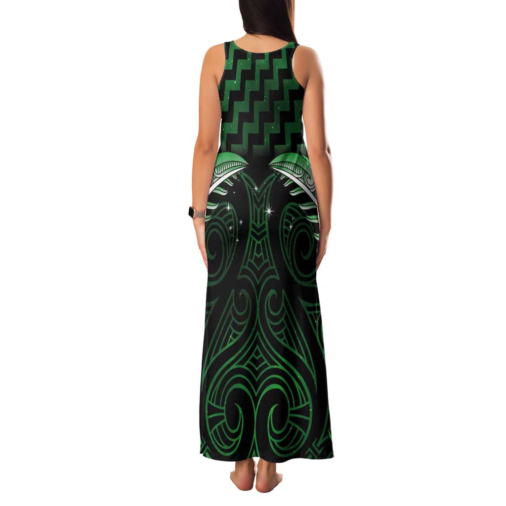 Green Matariki New Zealand Tank Maxi Dress Maori Poutama Galaxy Vibes LT14 - Polynesian Pride