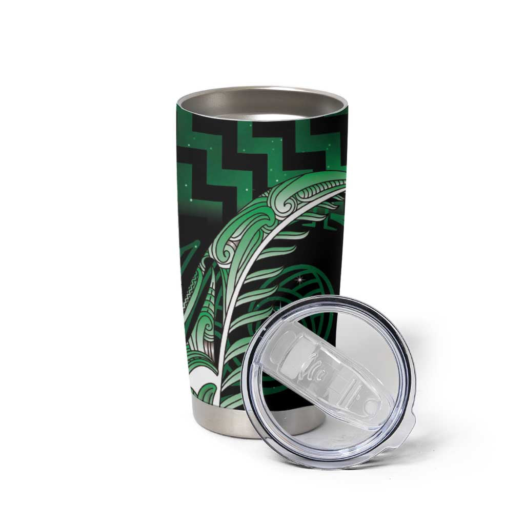 Green Matariki New Zealand Tumbler Cup Maori Poutama Galaxy Vibes LT14 - Polynesian Pride
