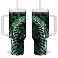 Green Matariki New Zealand Tumbler With Handle Maori Poutama Galaxy Vibes LT14 One Size: 40 oz Green - Polynesian Pride