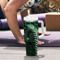 Green Matariki New Zealand Tumbler With Handle Maori Poutama Galaxy Vibes LT14 - Polynesian Pride