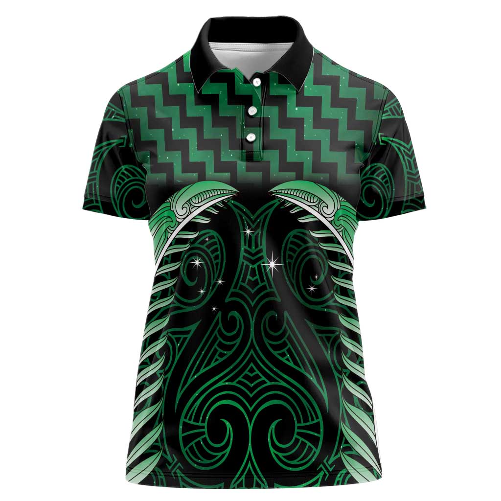 Green Matariki New Zealand Women Polo Shirt Maori Poutama Galaxy Vibes LT14 Female Green - Polynesian Pride