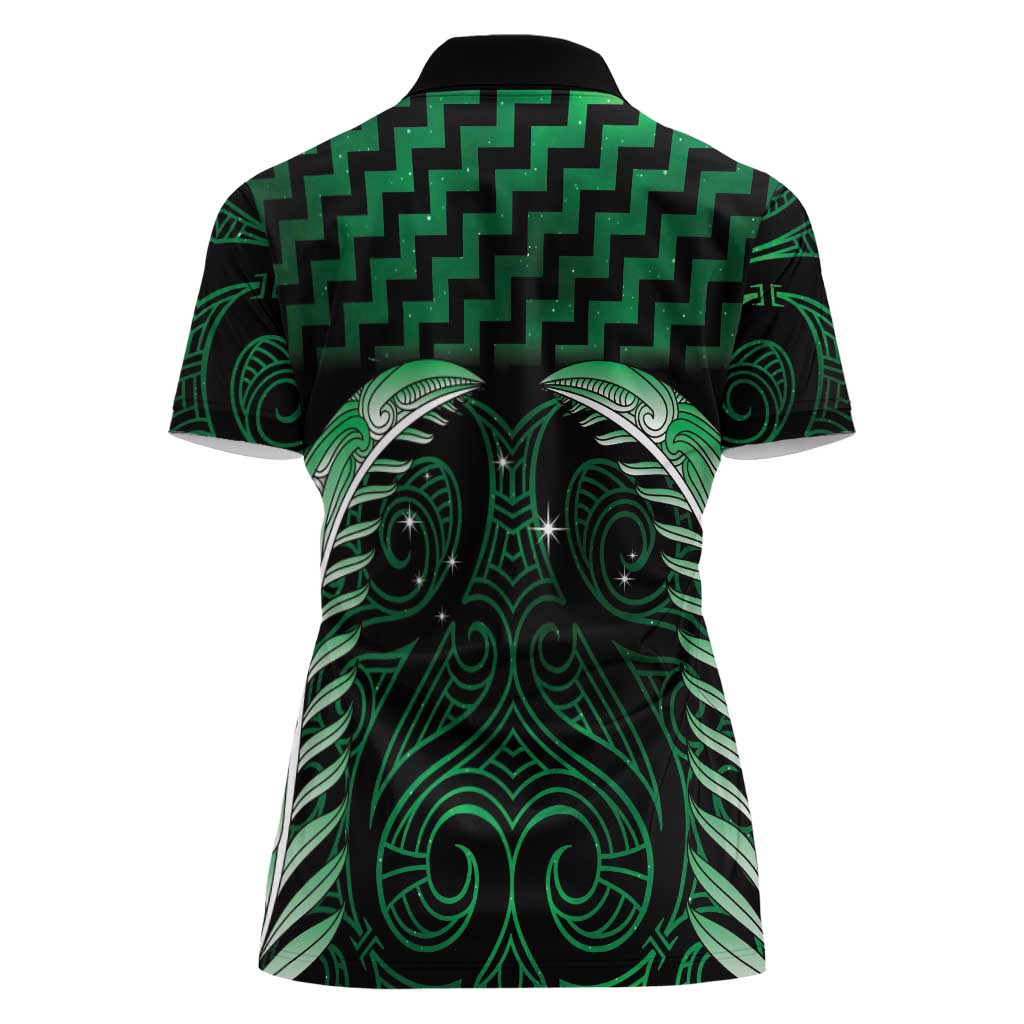 Green Matariki New Zealand Women Polo Shirt Maori Poutama Galaxy Vibes LT14 - Polynesian Pride