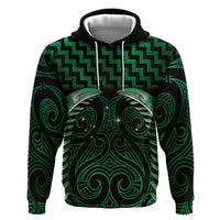 Green Matariki New Zealand Zip Hoodie Maori Poutama Galaxy Vibes LT14 Pullover Hoodie Green - Polynesian Pride