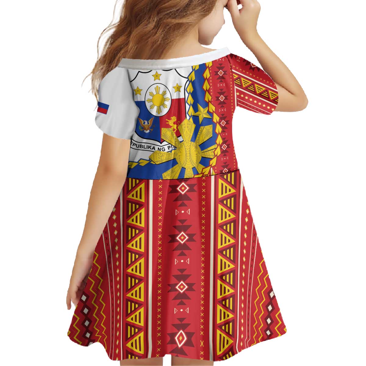 Philippines Independence Day Family Matching Off The Shoulder Long Sleeve Dress and Hawaiian Shirt Pilipinas Sun Stars Igorot Pattern LT14 - Polynesian Pride