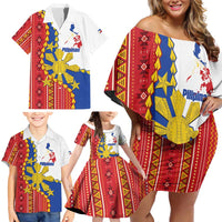 Philippines Independence Day Family Matching Off Shoulder Short Dress and Hawaiian Shirt Pilipinas Sun Stars Igorot Pattern LT14 - Polynesian Pride