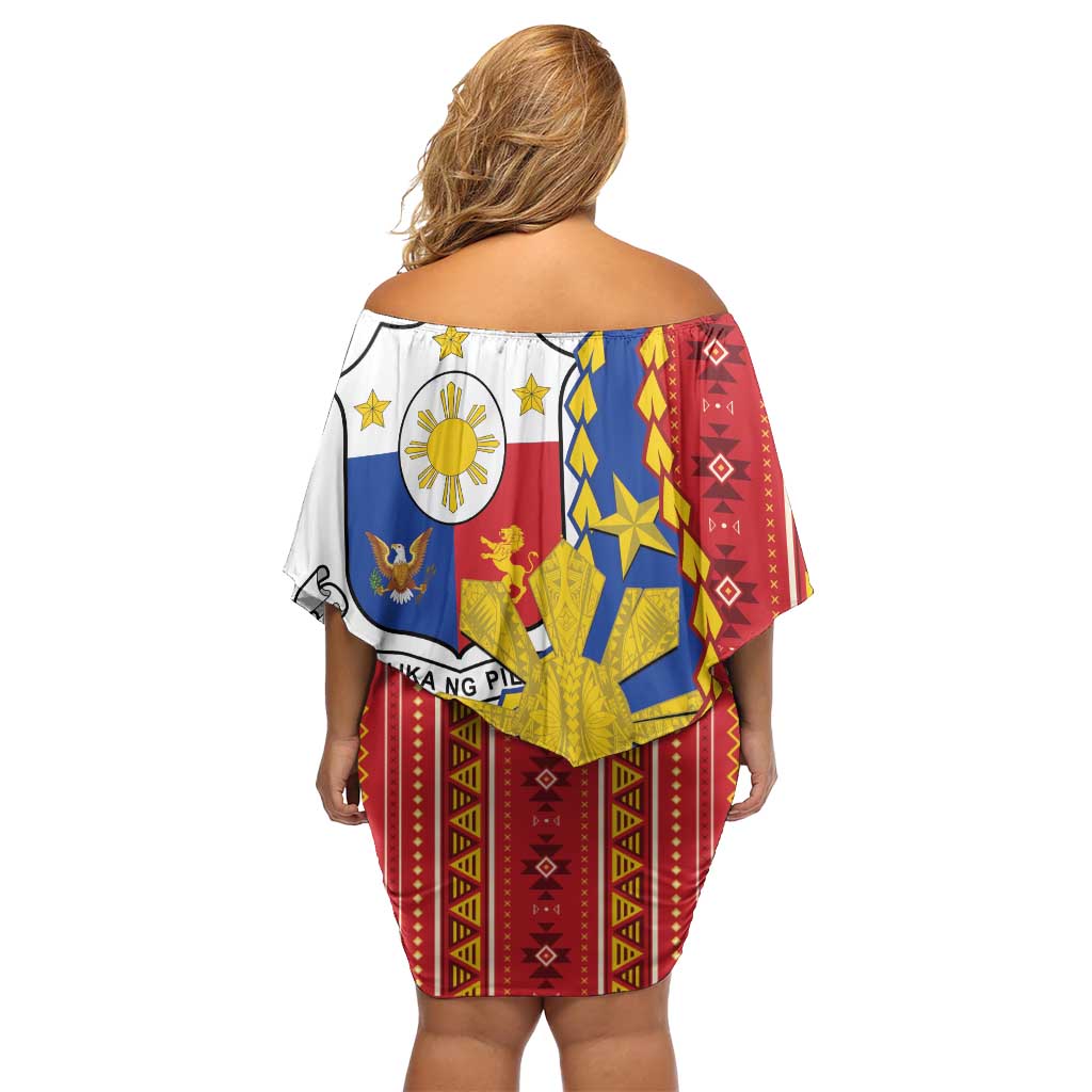 Philippines Independence Day Family Matching Off Shoulder Short Dress and Hawaiian Shirt Pilipinas Sun Stars Igorot Pattern LT14 - Polynesian Pride