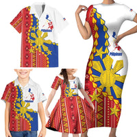 Philippines Independence Day Family Matching Short Sleeve Bodycon Dress and Hawaiian Shirt Pilipinas Sun Stars Igorot Pattern LT14 - Polynesian Pride