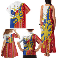 Philippines Independence Day Family Matching Tank Maxi Dress and Hawaiian Shirt Pilipinas Sun Stars Igorot Pattern LT14 - Polynesian Pride
