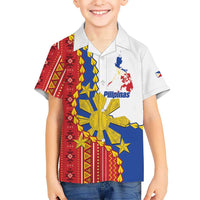 Philippines Independence Day Kid Hawaiian Shirt Pilipinas Sun Stars Igorot Pattern LT14 Kid Red - Polynesian Pride