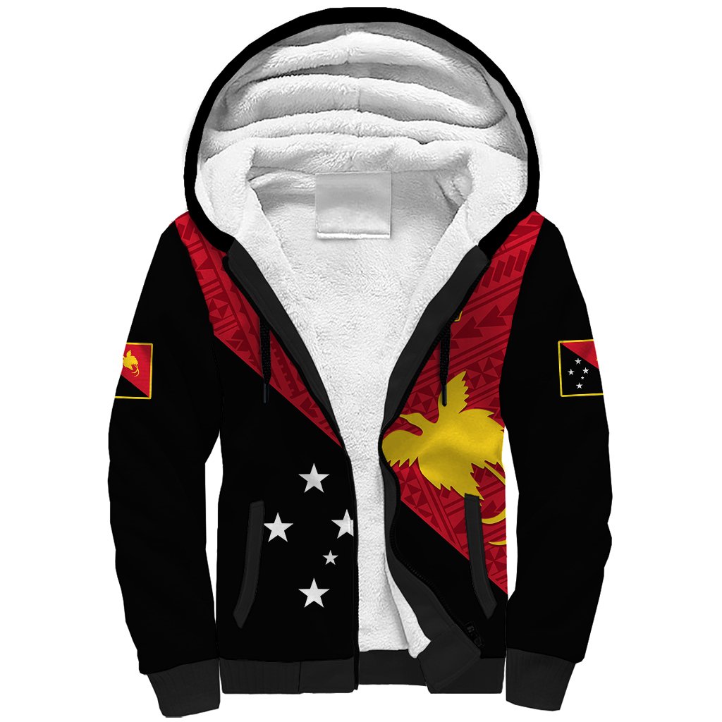 Personalised Papua New Guinea Football Sherpa Hoodie Go PNG Polynesian Pattern Sporty Style LT14 Unisex Red - Polynesian Pride