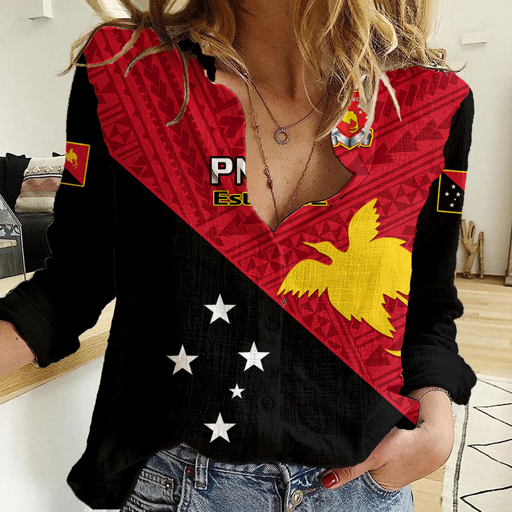 Personalised Papua New Guinea Football Women Casual Shirt Go PNG Polynesian Pattern Sporty Style LT14 Female Red - Polynesian Pride