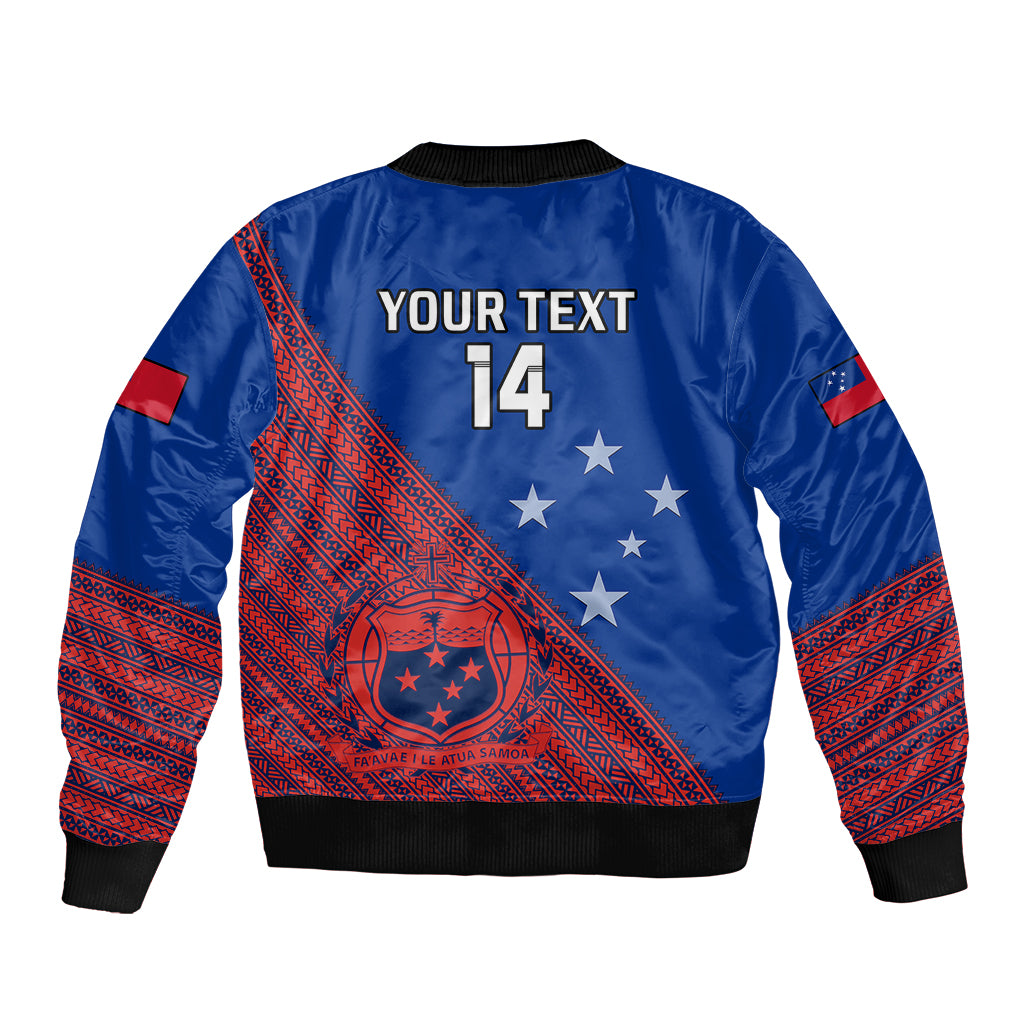 Personalised Samoa Football Bomber Jacket Samoan Coat Of Arm Polynesian Sporty Style LT14 - Polynesian Pride