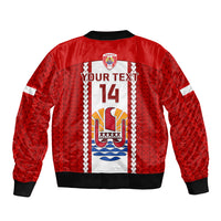Personalised Tahitian Football Bomber Jacket Tahiti Coat Of Arm Polynesian Sporty Style LT14 - Polynesian Pride