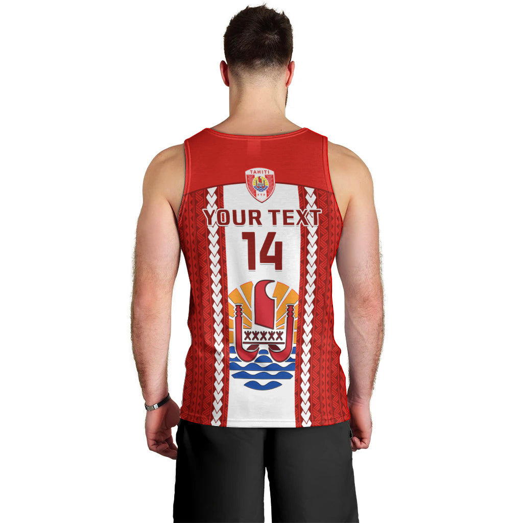 Personalised Tahitian Football Men Tank Top Tahiti Coat Of Arm Polynesian Sporty Style LT14 - Polynesian Pride