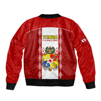 Tonga Football Sleeve Zip Bomber Jacket Tongan Ngatu Pattern Sporty Style LT14 - Polynesian Pride