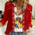 Tonga Football Women Casual Shirt Tongan Ngatu Pattern Sporty Style LT14 Female Red - Polynesian Pride