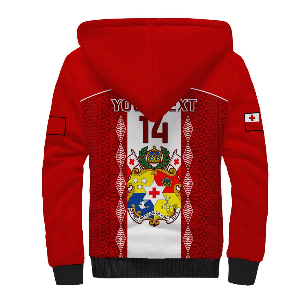Personalised Tonga Football Sherpa Hoodie Tongan Ngatu Pattern Sporty Style LT14 - Polynesian Pride