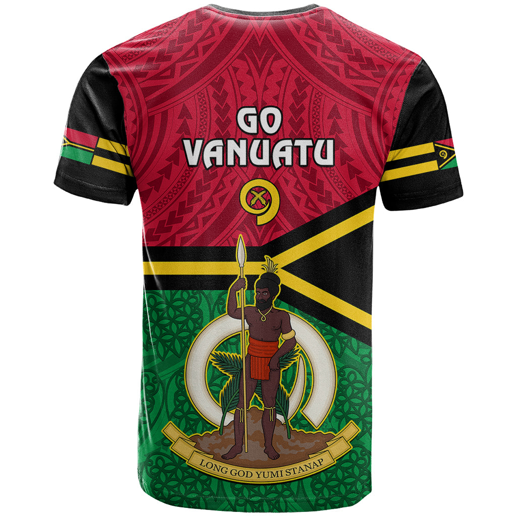 Vanuatu Football T Shirt Vanuatuan Coat of Arm Polynesian Flag Style LT14 - Polynesian Pride