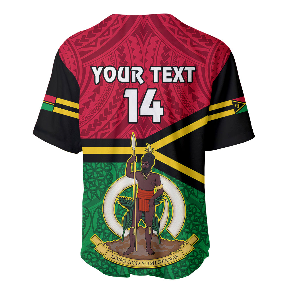 Personalised Vanuatu Football Baseball Jersey Vanuatuan Coat Of Arm Polynesian Flag Style LT14 - Polynesian Pride