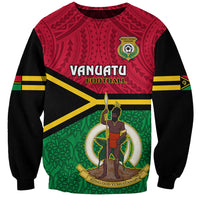 Personalised Vanuatu Football Sweatshirt Vanuatuan Coat Of Arm Polynesian Flag Style LT14 Unisex Red - Polynesian Pride