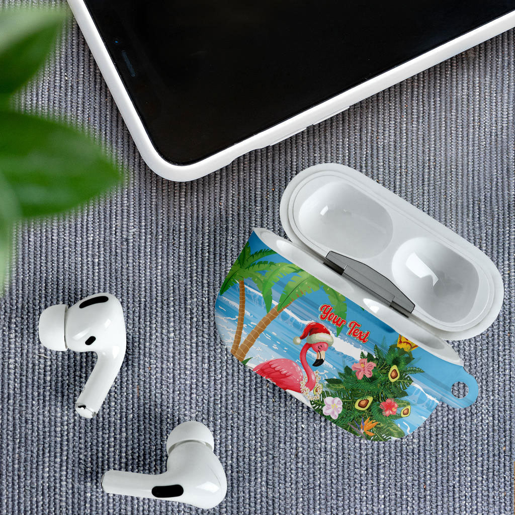 Flamingo Hawaii Summer Christmas Personalized AirPods Case Mele Kalikimaka Beachy Vibes