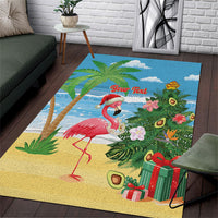 Flamingo Hawaii Summer Christmas Personalized Area Rug Mele Kalikimaka Beachy Vibes