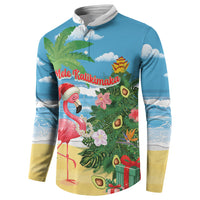 Flamingo Hawaii Summer Christmas Personalized Button Sweatshirt Mele Kalikimaka Beachy Vibes