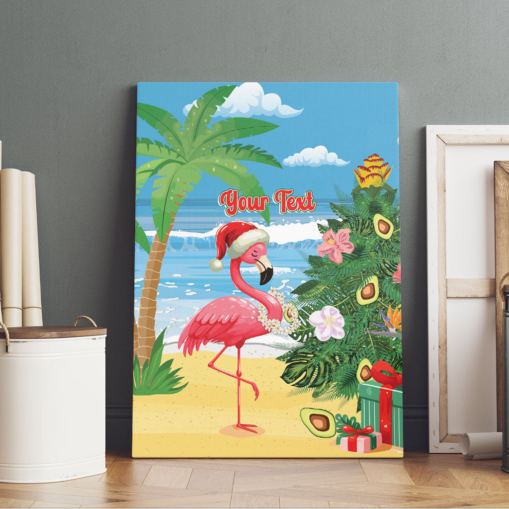 Flamingo Hawaii Summer Christmas Personalized Canvas Wall Art Mele Kalikimaka Beachy Vibes