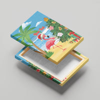 Flamingo Hawaii Summer Christmas Personalized Canvas Wall Art Mele Kalikimaka Beachy Vibes