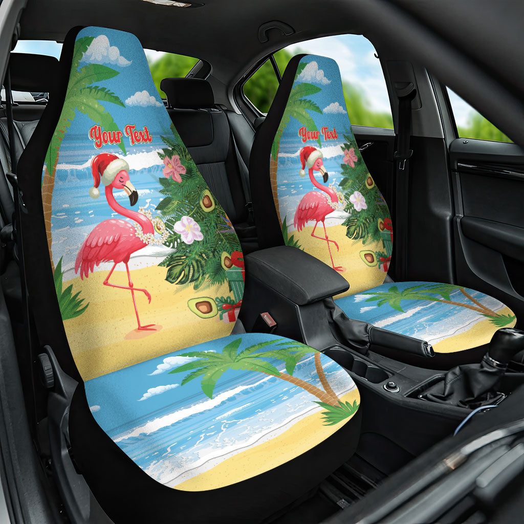 Flamingo Hawaii Summer Christmas Personalized Car Seat Cover Mele Kalikimaka Beachy Vibes LT14 One Size Blue - Polynesian Pride