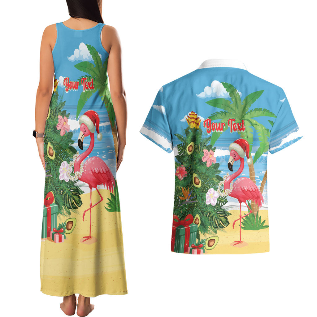 Flamingo Hawaii Summer Christmas Personalized Couples Matching Tank Maxi Dress and Hawaiian Shirt Mele Kalikimaka Beachy Vibes LT14 - Polynesian Pride