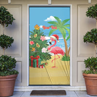 Flamingo Hawaii Summer Christmas Personalized Door Cover Mele Kalikimaka Beachy Vibes